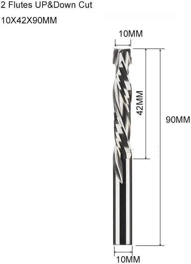 Main image of 5Pcs 10x42mm UP And DOWN Cut Two Flutes Spiral Carbide Mill Tool Cutters for CNC Router Compression Wood End Mill Cutter