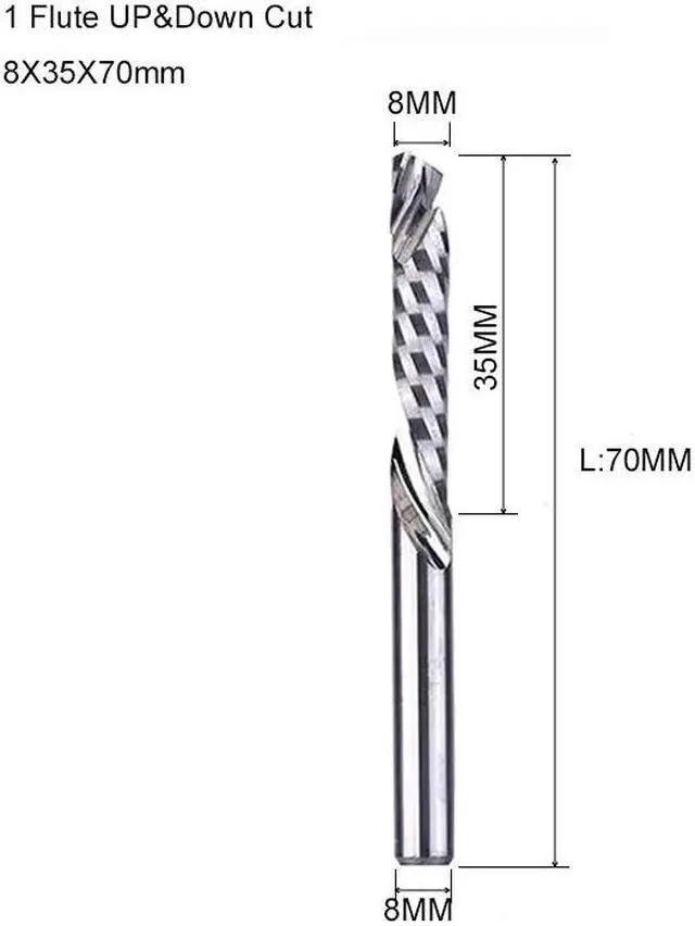 Main image of 1Pcs 8X35X70mm 3A UP DOWN Compound Single Flute Spiral Carbide Mill Tool Cutters for Compression Wood End Mill Cutter