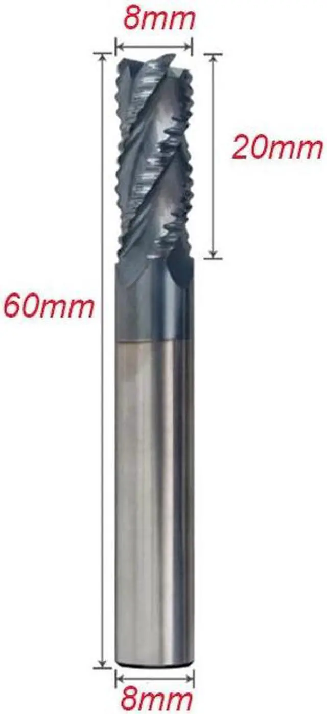 Main image of 8x8x20x60MM 4 Flutes HRC45 Altin Coated Solid Carbide Roughing End Mill CNC Milling Cutter Bits Router Bit Metal Aluminum steel Roughing