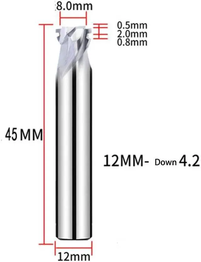 Main image of Neon LED Lights Slotting Milling Cutter 1PCS 8x12D Down4.2MM Tungsten Carbide Acrylic Advertising Words Light Strip Molding End Mill