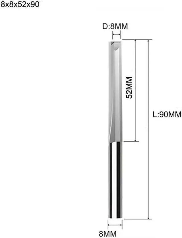 Main image of 10pcs Two Flutes Straight Slot Bit Wood Cutter CNC Solid Carbide Two Double Flute Bits CNC Router Bits 8X8X52X90