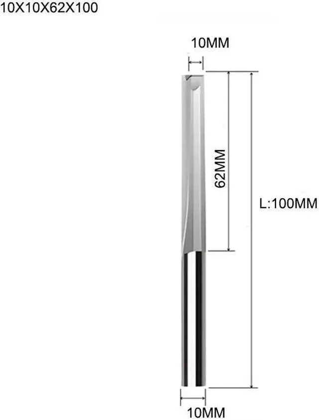 Main image of 10pcs Two Flutes Straight Slot Bit Wood Cutter CNC Solid Carbide Two Double Flute Bits CNC Router Bits 10x10x62x100