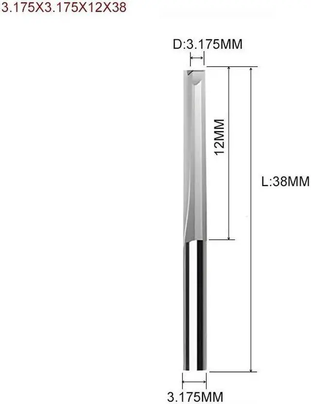 Main image of 10pcs Two Flutes Straight Slot Bit Wood Cutter CNC Solid Carbide Two Double Flute Bits CNC Router Bits 3.175X3.175X12X38