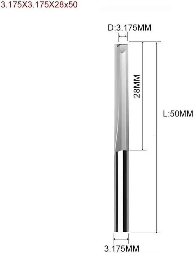 Main image of 10pcs Two Flutes Straight Slot Bit Wood Cutter CNC Solid Carbide Two Double Flute Bits CNC Router Bits 3.175X3.175X28x50