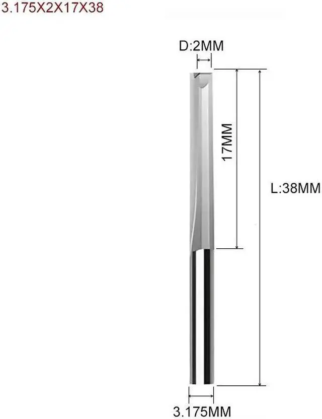 Main image of 10pcs Two Flutes Straight Slot Bit Wood Cutter CNC Solid Carbide Two Double Flute Bits CNC Router Bits 3.175X2X17X38