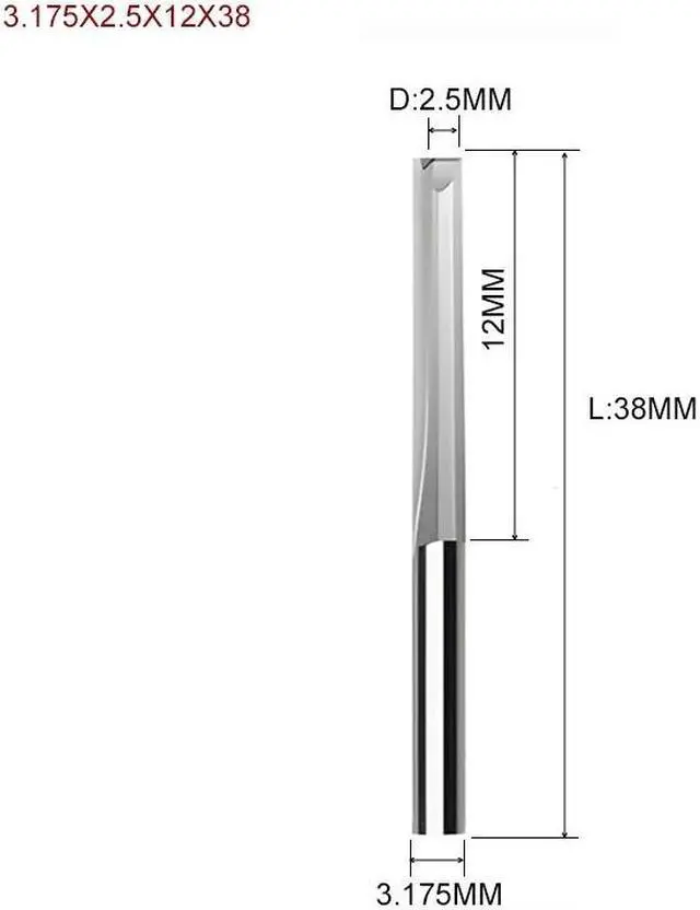 Main image of 1piece Two Flutes Straight Slot End Milling Cutter For Wood CNC Engraving Cutters Carbide Endmills Tool 3.175X2.5X12