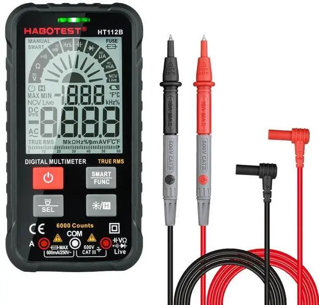 Alt view image 2 of 7 - First picture~ Smart portable Digital Multimeters Amp Ohm Hz Capacitance Battery Tester Voltmeter Auto Range Voltage Current Tester(Orange HT112B Smart 600V
)