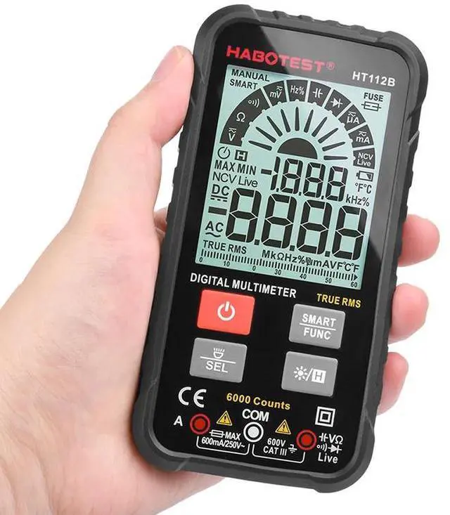 Alt view image 5 of 7 - First picture~ Smart portable Digital Multimeters Amp Ohm Hz Capacitance Battery Tester Voltmeter Auto Range Voltage Current Tester(Orange HT112B Smart 600V
)