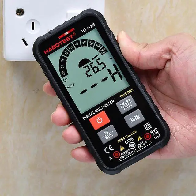 Alt view image 4 of 7 - First picture~ Smart portable Digital Multimeters Amp Ohm Hz Capacitance Battery Tester Voltmeter Auto Range Voltage Current Tester(Orange HT112B Smart 600V
)