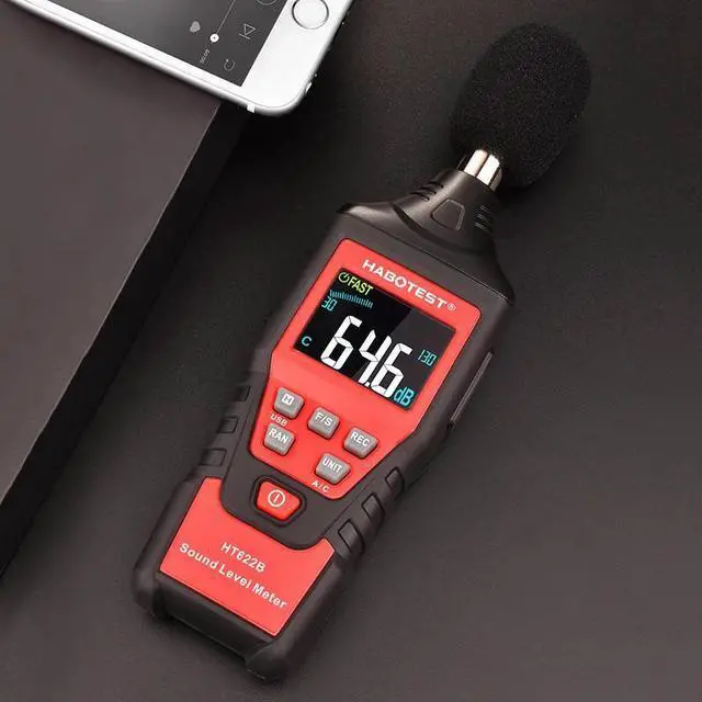 Alt view image 3 of 6 - First picture~ HT622 Digital Sound Level Noise Meter Logger 30~130db Digital dB Meter Noise Measuring Instrument with CE()
