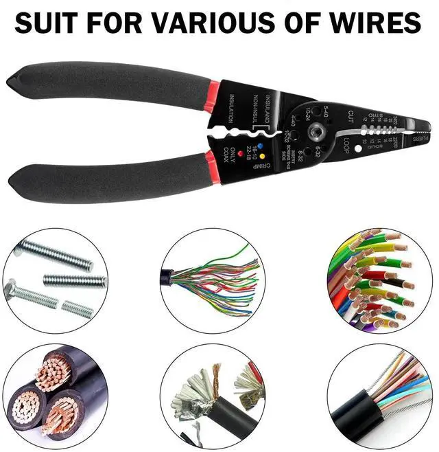 Alt view image 6 of 7 - First picture~Wire Strippers Set Automatic Wire Stripper Tool Electrical Wire Stripper and Crimping Tool With Storage Bag(Gold 3CP S Orange
)