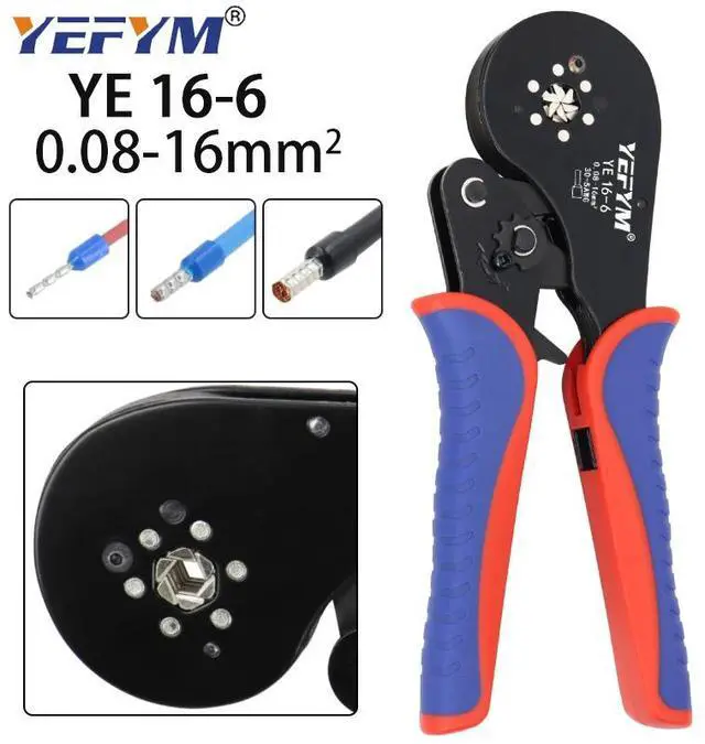 Alt view image 4 of 7 - First picture~YE 16-6 Crimping pliers 0.08-16mm2 Tubular terminals box Ferrule Crimping Tools Kit electrical High precision automatic clamp(Red, Silver YE16-6 1020H
)