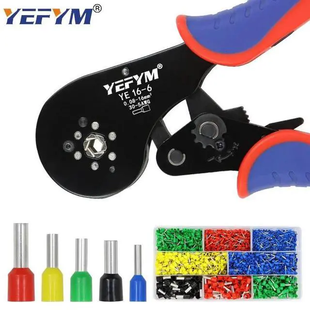 Alt view image 3 of 7 - First picture~YE 16-6 Crimping pliers 0.08-16mm2 Tubular terminals box Ferrule Crimping Tools Kit electrical High precision automatic clamp(Red, Silver YE16-6 1020H
)