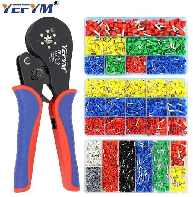 Alt view image 2 of 7 - First picture~YE 16-6 Crimping pliers 0.08-16mm2 Tubular terminals box Ferrule Crimping Tools Kit electrical High precision automatic clamp(Red, Silver YE16-6 1020H
)