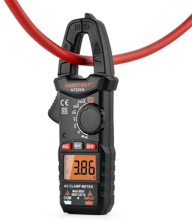 Alt view image 2 of 7 - First picture~ Electrician Tool Mini Digital Clamp Meter Current Voltage Ampere NCV Ohm Tester Ammeter Multimeter(Brown HT200A
)