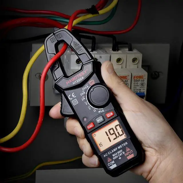 Alt view image 3 of 7 - First picture~ Electrician Tool Mini Digital Clamp Meter Current Voltage Ampere NCV Ohm Tester Ammeter Multimeter(Brown HT200A
)