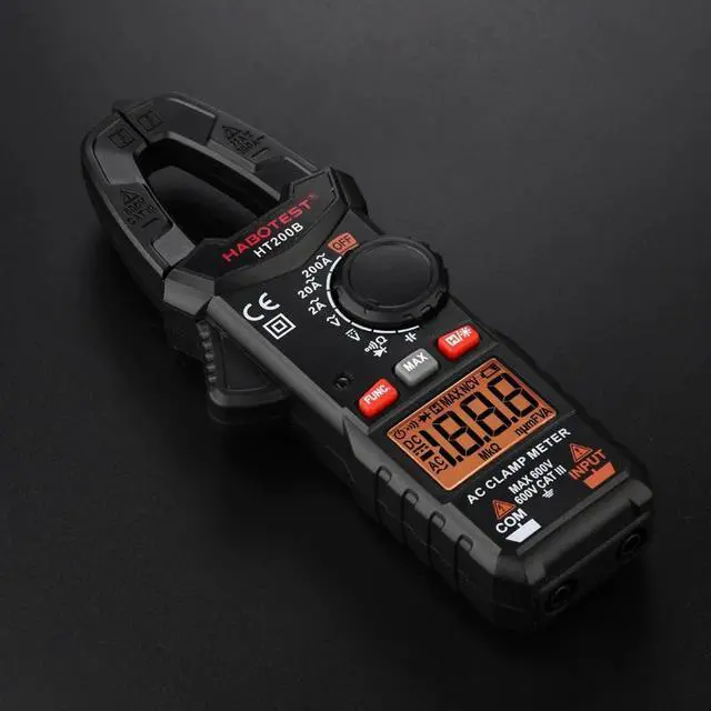 Alt view image 4 of 7 - First picture~ Electrician Tool Mini Digital Clamp Meter Current Voltage Ampere NCV Ohm Tester Ammeter Multimeter(Brown HT200A
)