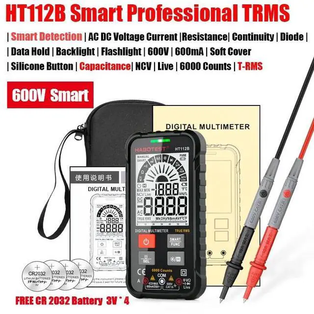 Main image of First picture~ Smart portable Digital Multimeters Amp Ohm Hz Capacitance Battery Tester Voltmeter Auto Range Voltage Current Tester(Orange HT112B Smart 600V
)