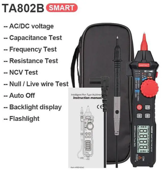 Main image of First picture~ Smart pen Type Digital Multimeter AC/DC Voltage Current 6000 Counts True RMS Ohm Capacitance Logic Level Hz Meter Tools(Brown TA802B Smart
)
