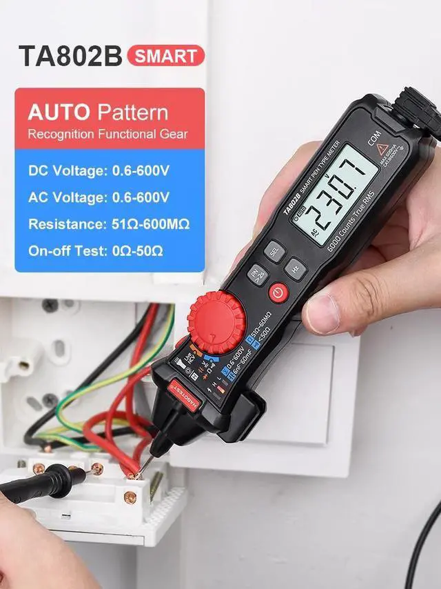 Alt view image 5 of 7 - First picture~ Smart pen Type Digital Multimeter AC/DC Voltage Current 6000 Counts True RMS Ohm Capacitance Logic Level Hz Meter Tools(Brown TA802B Smart
)