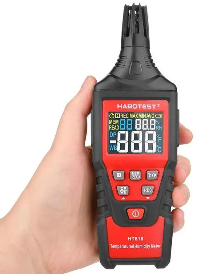 Main image of First picture~ Digital Temperature Humidity Meter Hygrometer Wet Bulb Dew point Weather Station Thermometer Gauge pyrometers Tester(Gold HT618
)