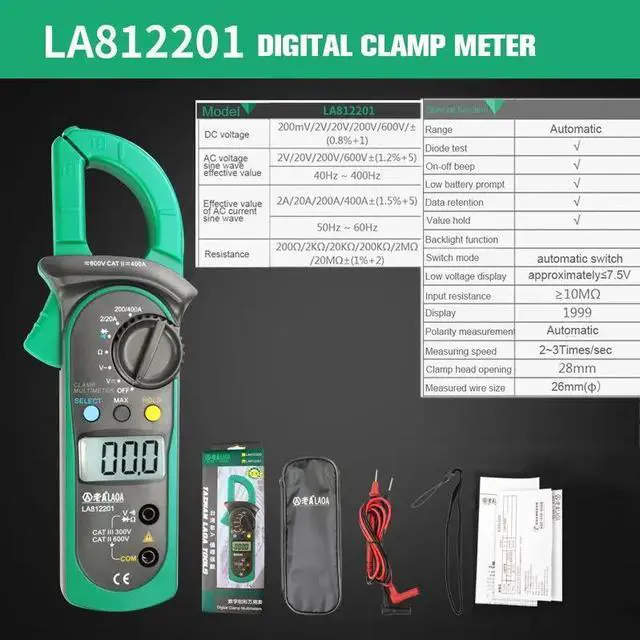 Main image of First picture~ Digital Multimeter  AC/DC Ammeter Voltmeter Ohm portable Meter voltage meter Clamp Multimeter probe professional Tools(Purple LA812201
)