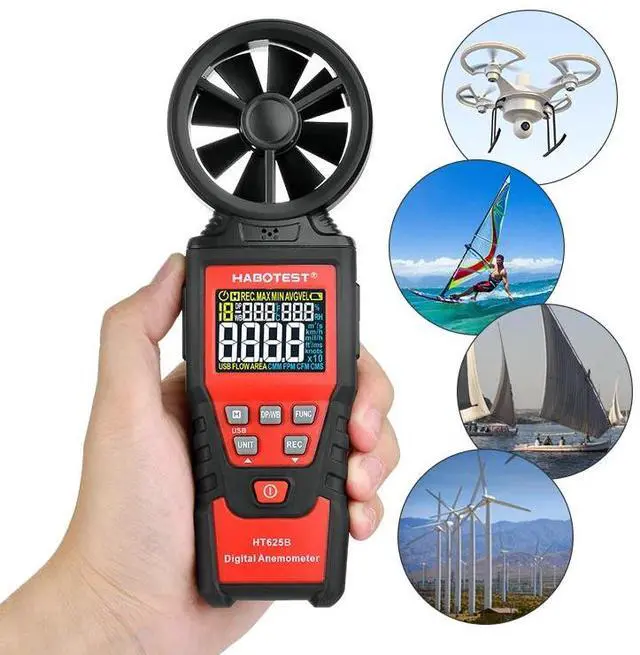 Alt view image 6 of 7 - First picture~ HT625 Handheld Color Display Digital Anemometers Wind Speed Gauge Meter Air Volume Speed Scale MAX MIN AVG Measuring(Orange HT625B with USB
)