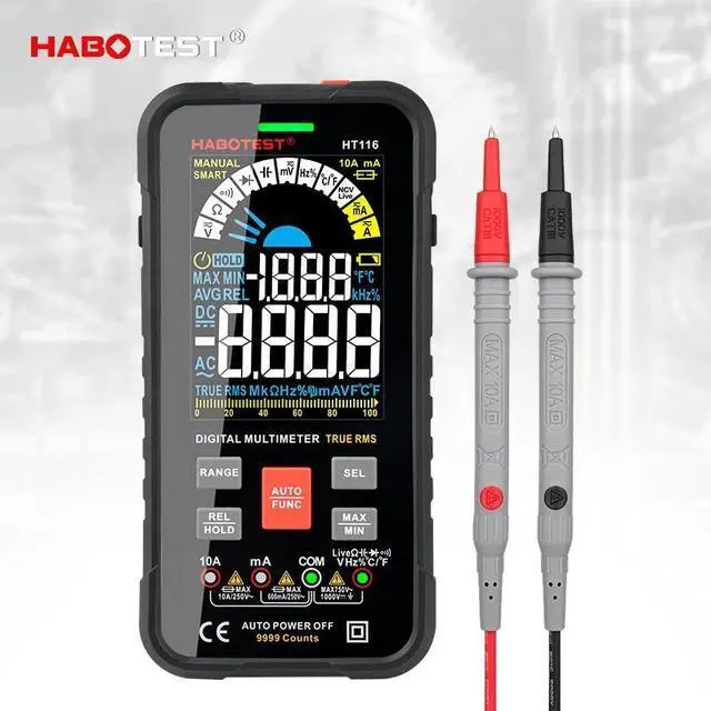 Main image of First picture~professional Smart Multimeter Digital HT116 Auto Range 1000V 10A Tester Ohm Hz Capacitance REL True RMS AC DC DMM Multitester