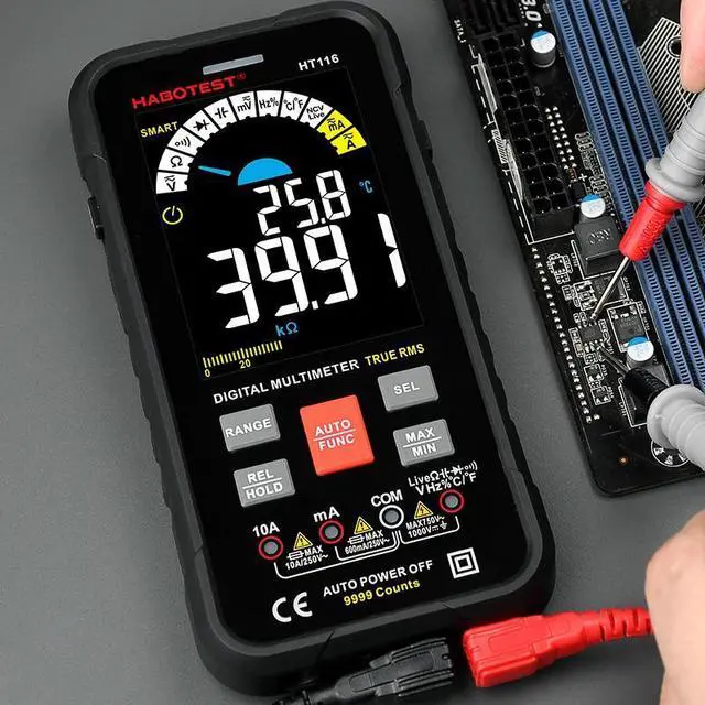 Alt view image 4 of 6 - First picture~professional Smart Multimeter Digital HT116 Auto Range 1000V 10A Tester Ohm Hz Capacitance REL True RMS AC DC DMM Multitester