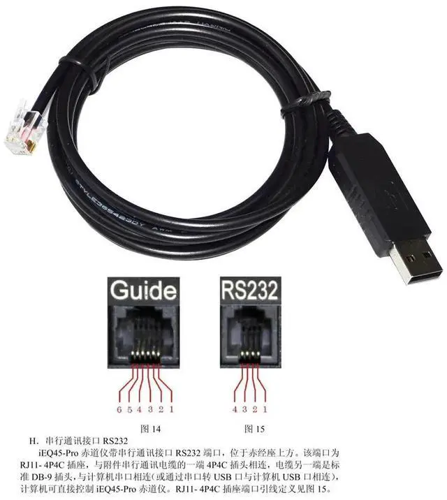 Alt view image 2 of 6 - FTDI USB TO RJ9 RJ11 4P4C ASIAIR TO GO2NOVA EQMOD CABLE, ASIAIR TO IOPTRON EQUATORIAL I/O HC KABLE FOR IEQ30 IEQ45 ZEQ25 CEM25P 
(1.8M Length)