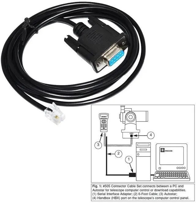 Alt view image 6 of 6 - RS232 DB9 TO RJ9 RJ11 4P4C MEADE 505 497 LXD55 HC HAND CONTROLLER CABLE FOR PC TO MEADE AUTOSTAR AUDIO STAR MOUNT UPGRADE KABLE (1.8M Length)
