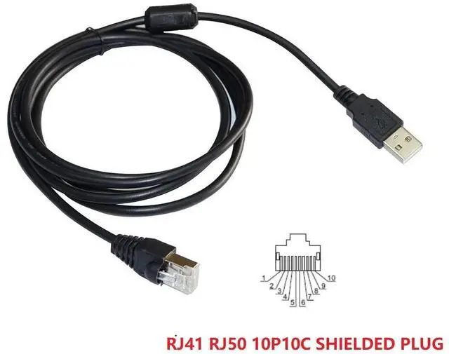 Alt view image 2 of 6 - USB 2.0 A TO RJ41 RJ50 10P10C SCANNER DATA CABLE FOR LEUZE SCANNER TO PC KABLE COMPATIABLE WITH P/N 50138360 5M Length
