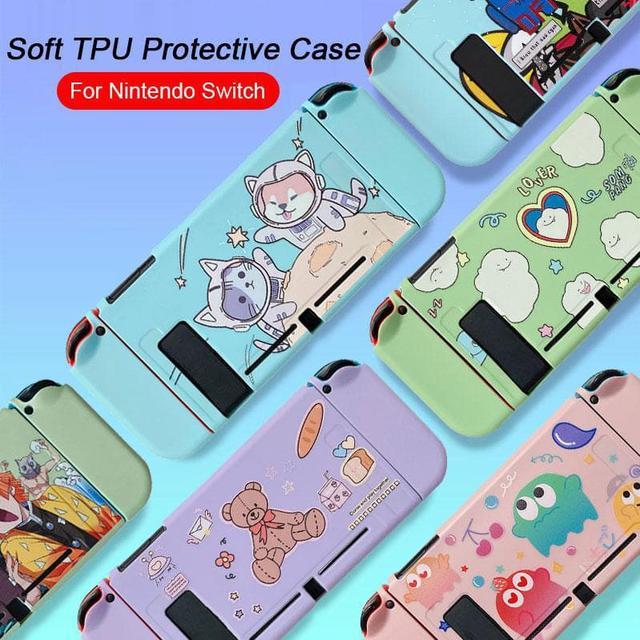 Cute Cartoon Anime Case For Switch Controller Shell Kawaii Pink Soft Silicone  Protective Cover Accessories Color:(H19) 