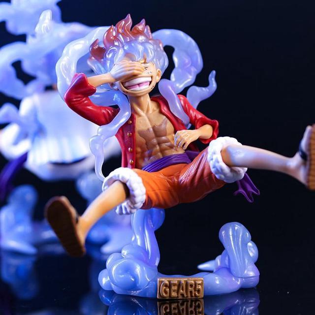 One Piece Figure Luffy Gear 5 Action Figure Sun God Luffy Nika PVC Action  Figurine Statue Quality Base Collectible Model Doll T(no box) (2) 
