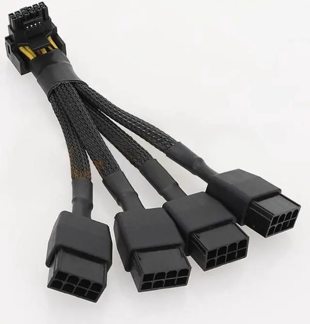 Alt view image 3 of 6 - 4x GPU 8pin to 16pin (12+4) GPU 8pin Female Connector PCI-E 5.0 12VHPWR Wire for RTX4090 RTX4080 18AWG Adapter Cable