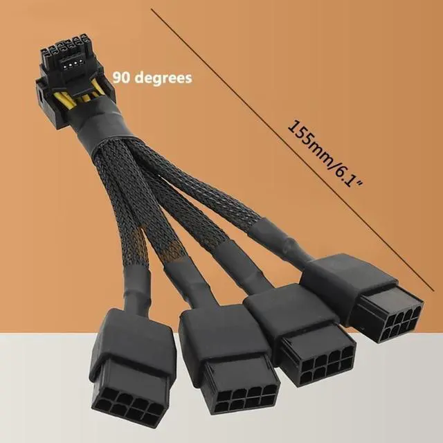 Alt view image 6 of 6 - 4x GPU 8pin to 16pin (12+4) GPU 8pin Female Connector PCI-E 5.0 12VHPWR Wire for RTX4090 RTX4080 18AWG Adapter Cable