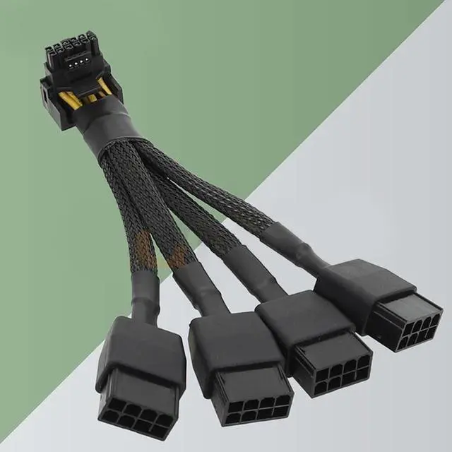 Alt view image 2 of 6 - 4x GPU 8pin to 16pin (12+4) GPU 8pin Female Connector PCI-E 5.0 12VHPWR Wire for RTX4090 RTX4080 18AWG Adapter Cable