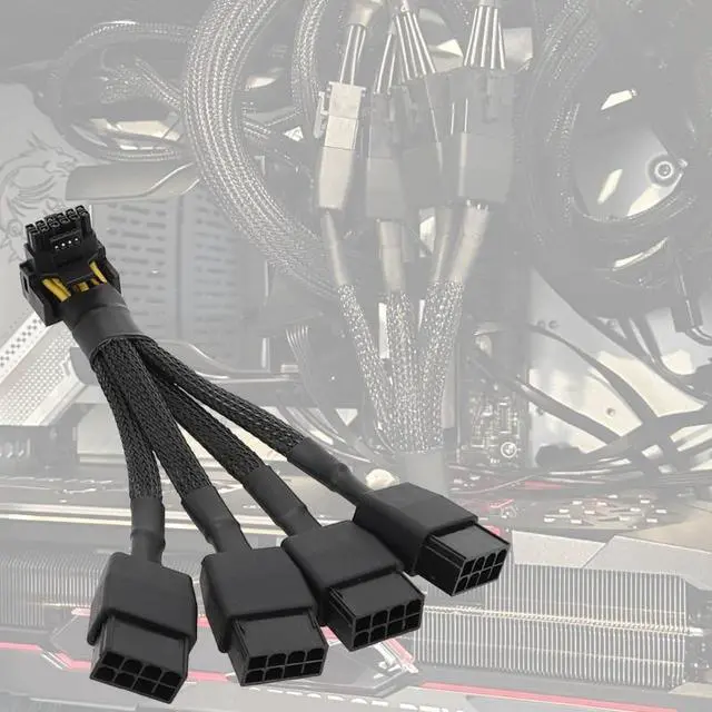 Alt view image 4 of 6 - 4x GPU 8pin to 16pin (12+4) GPU 8pin Female Connector PCI-E 5.0 12VHPWR Wire for RTX4090 RTX4080 18AWG Adapter Cable