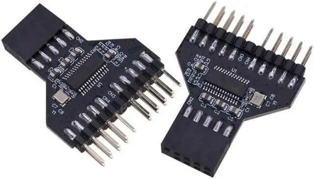 Alt view image 2 of 6 - USB 2.0 9 Pin Splitter Motherboard USB 9Pin Header 1 to 2 Extension Adapter 9-Pin USB HUB USB2.0 Connectors for RGB