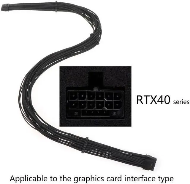 Alt view image 2 of 6 - 16Pin GPU Cable,Pcie 5.0 12VHPWR Sleeved Modular Cables,Male to Male PSU Cable,12+4pin Adapter 600W ATX 3.0 Power Supply