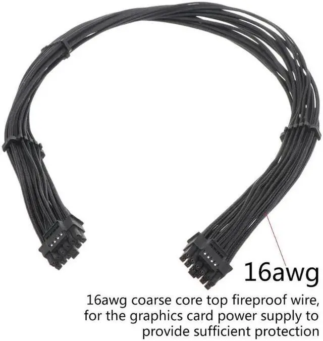 Alt view image 5 of 6 - 16Pin GPU Cable,Pcie 5.0 12VHPWR Sleeved Modular Cables,Male to Male PSU Cable,12+4pin Adapter 600W ATX 3.0 Power Supply
