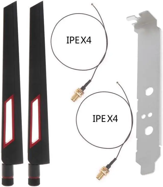 Alt view image 2 of 6 - 2x10Dbi Dual Band 2.4G/5GHz M.2 IPEX MHF4 20cm Cable to RP-SMA Pigtail Antenna Set For AX210 AX200 9260 NGFF WiFi