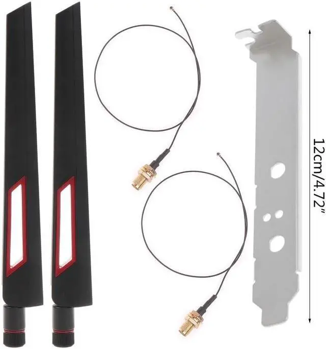 Alt view image 6 of 6 - 2x10Dbi Dual Band 2.4G/5GHz M.2 IPEX MHF4 20cm Cable to RP-SMA Pigtail Antenna Set For AX210 AX200 9260 NGFF WiFi