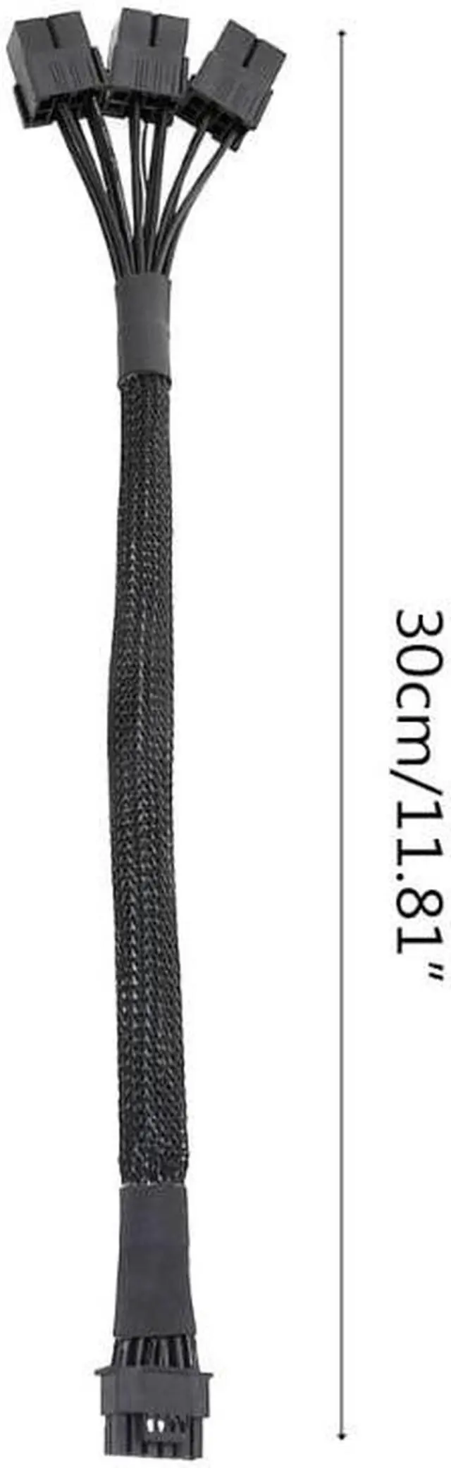 Alt view image 6 of 6 - 16Pin PCIE GPU Cables Sleeved PSU Extension Cable Mini 12+4 Pin Male to 3x8Pin Connector Graphics Card Power Supply