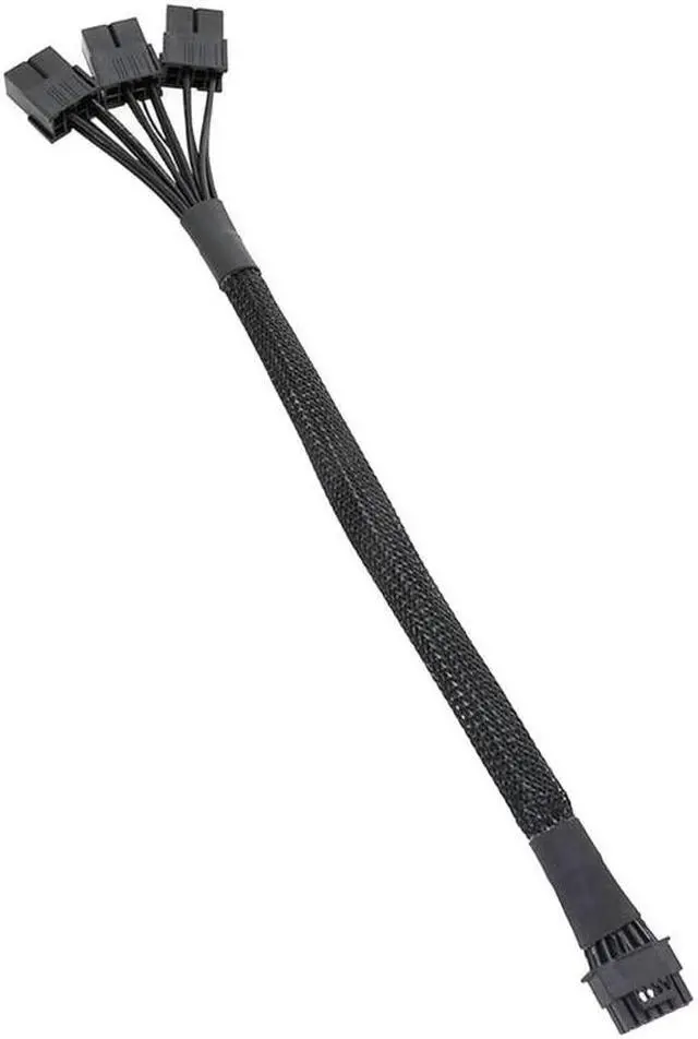Alt view image 5 of 6 - 16Pin PCIE GPU Cables Sleeved PSU Extension Cable Mini 12+4 Pin Male to 3x8Pin Connector Graphics Card Power Supply
