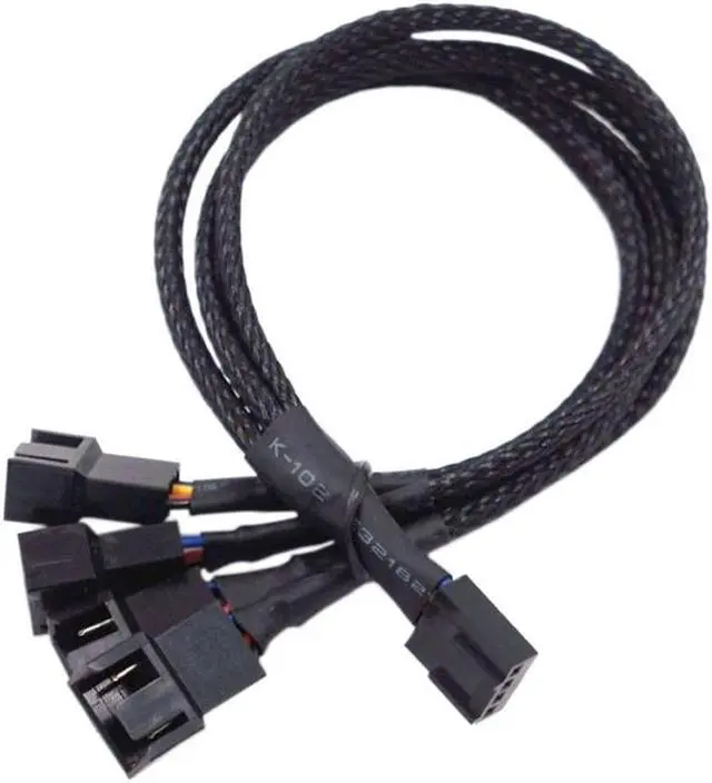 Alt view image 3 of 6 - 4PIN Black Mainboard Fans Cable Y Splitter PWM Cable Computer PC Fan Power Extension Line 4-Way 27CM/10.6in