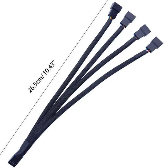 Alt view image 6 of 6 - 4PIN Black Mainboard Fans Cable Y Splitter PWM Cable Computer PC Fan Power Extension Line 4-Way 27CM/10.6in