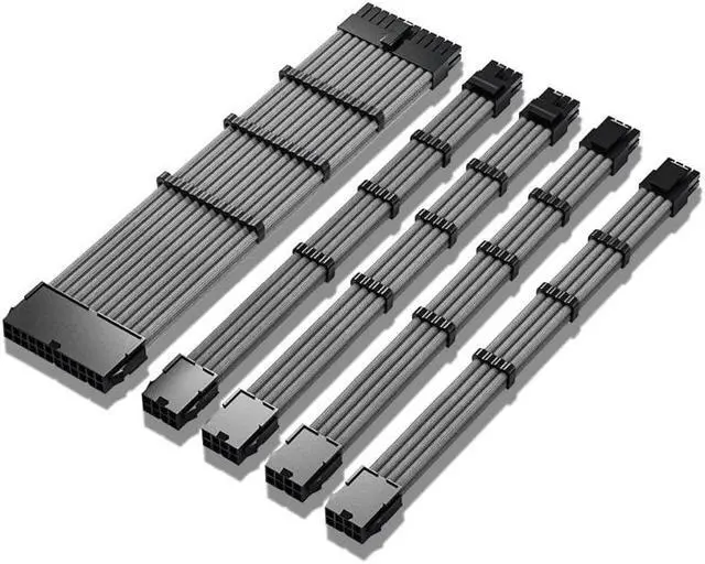 Main image of PSU Extension Cable Kit , Solid Color Cable Solid Combo 30cm ATX 24Pin PCI-E 8Pin CPU 8Pin with 15 Combs(for grey)