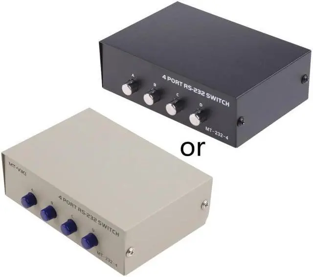 Alt view image 2 of 6 - Metal Case 4 Port Manual Rs-232 Switch for Pc Sharing to Serial Device 4 in 1 Out for Computer Printer Communication