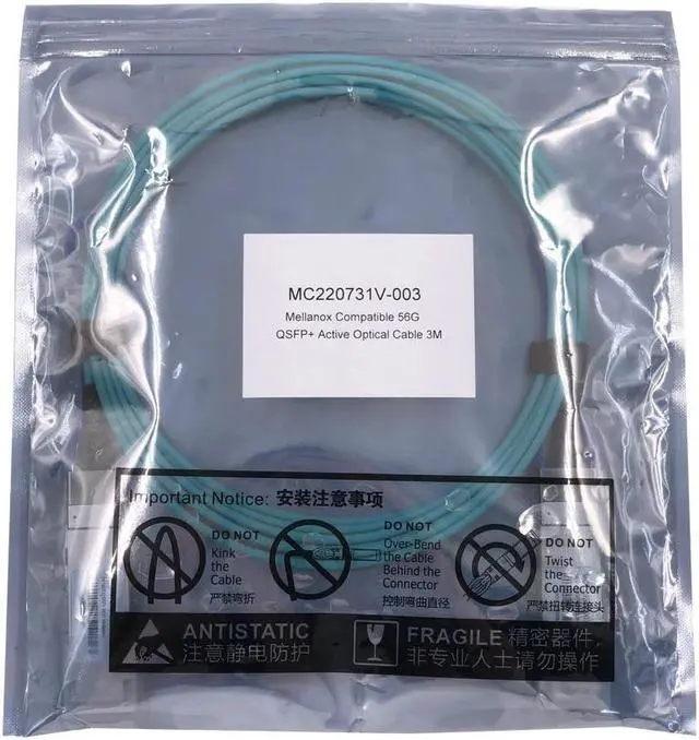 Alt view image 6 of 6 - High speed 56G QSFP+ AOC Cable 3M InfiniBand Active Optical Cable Compatible Mellanox MC220731V-003
